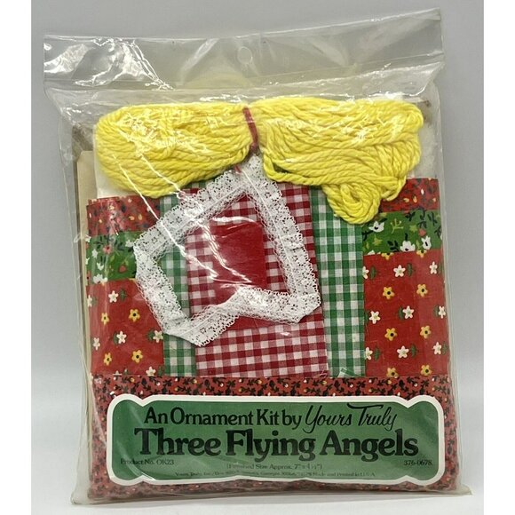 Christmas Ornament Kit Yours Truly Three Flying Angels Vintage Craft 1978 - Picture 4 of 5